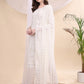 Beads & Swarovski Embroidered Kurta With Pant & Dupatta, White - Hiral Fashion