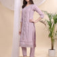 Applique Beads & Lace Embroidered Kurta With Pant & Dupatta, Lavender - Hiral Fashion