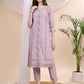 Applique Beads & Lace Embroidered Kurta With Pant & Dupatta, Lavender - Hiral Fashion