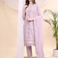 Applique Beads & Lace Embroidered Kurta With Pant & Dupatta, Lavender - Hiral Fashion