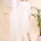 Applique Beads & Lace Embroidered Kurta With Pant & Dupatta, White - Hiral Fashion