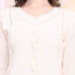 Applique Beads & Lace Embroidered Kurta With Pant & Dupatta, White - Hiral Fashion