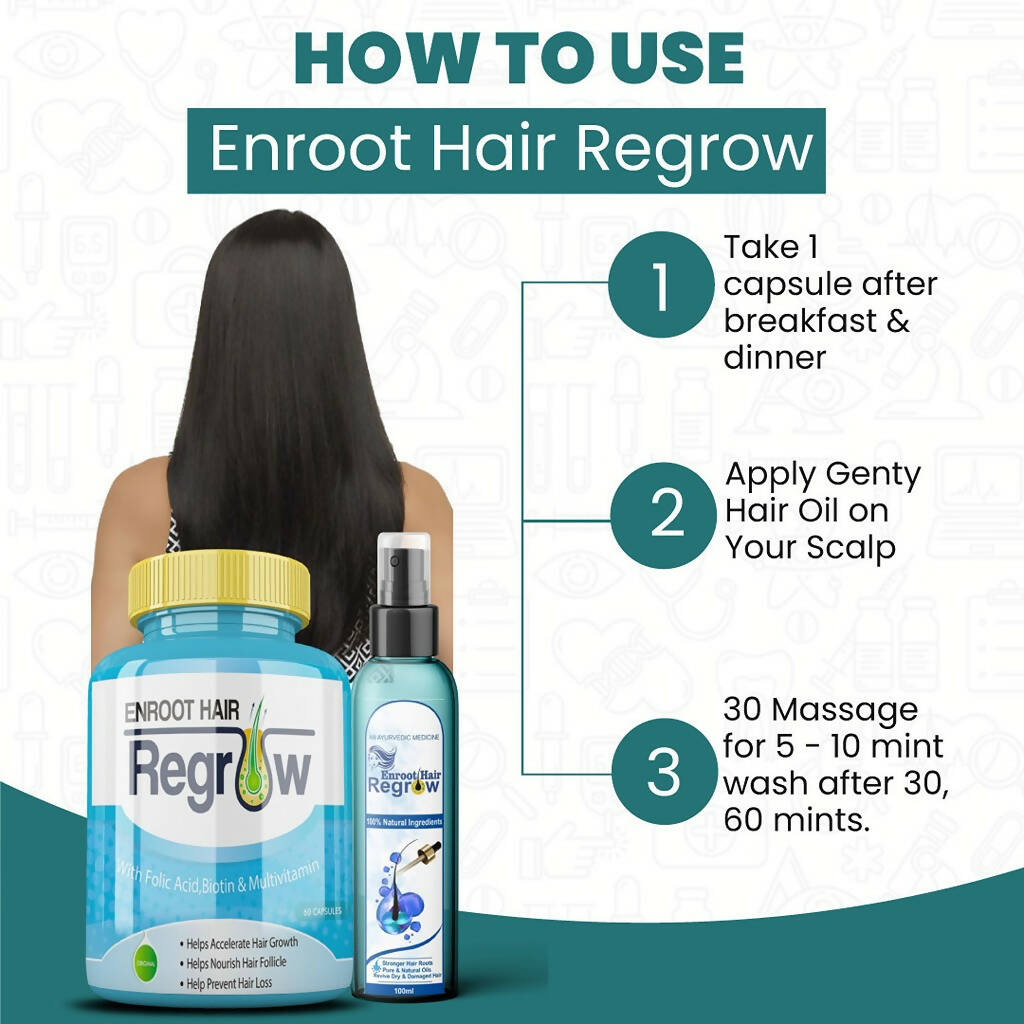 Divya Shree Enroot Hair Regrow Capsule & Oil Nourish & Cleanse Hair Kit - Swadesiicart