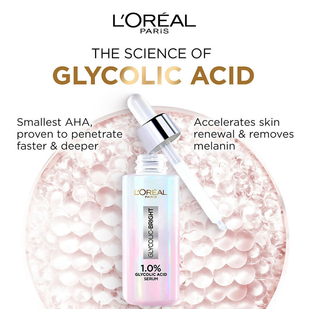 L'Oreal Paris Glycolic Acid Glowing And Protecting CSMS (Cleanser, Serum, Moisturizer, Sunscreen) Regime Kit | Swadesiicart