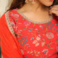 Janasya Red Georgette Floral Lehenga Choli Dupatta | Swadesiicart