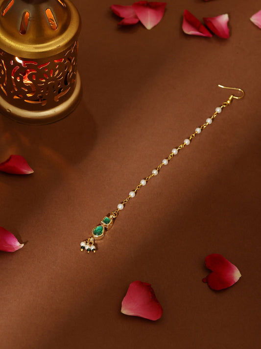 Ruby Raang Green Meenakari Kundan Maang Tikka | Swadesiicart