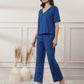 Joban Fashion Women's Royal Blue Co-Ord Set V Neck - Swadesiicart