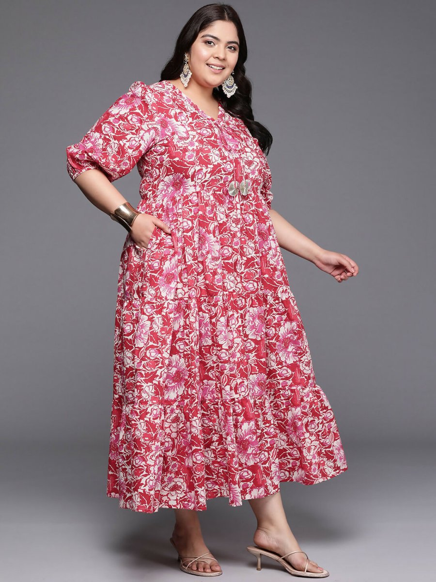 Ahalyaa Women's Traditional wear Ethnic Dress - Red | Swadesiicart