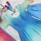 Lorenvalley Fashion Women Pure Soft Georgette Padding Fabric Fully Flair Anarkali Pant With Dupatta Set - Blue | Swadesiicart