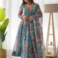 Lorenvalley Fashion Women Tabby Organza Silk Fully Flair Kali Pattern Anarkali Pant With Dupatta Set - Blue | Swadesiicart