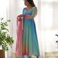 Lorenvalley Fashion Women Pure Soft Georgette Padding Fabric Fully Flair Anarkali Pant With Dupatta Set - Blue | Swadesiicart