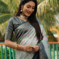 Anaita Sky Blue Woven Design Pure Kanjivaram Soft Satin Silk Saree With Blouse