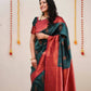 DEIANA'S Beautiful Designer Golden zari Soft Lichi Silk Saree - Teal - Swadesiicart