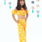 Lil Drama Trunk Tales Girls Yellow Crop Top With Pants Co-Ordinate Set - Swadesiicart
