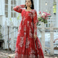 Jyoti Fashion Women's Red Sequence Zari Embroidered Faux Georgette Anarkali Dress | Swadesiicart