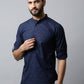 Even Apparels Navy blue Color Pure Cotton Men's Kurta With Band Collar (PRT1184) | Swadesiicart