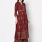 Aniyah Rayon Maroon Block Print Anarkali Palazzo Set (AN-212K)