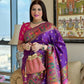 Vishnu Weaves Women's Purple Banarasi Silk Kashmiri Woven Saree with Blouse - Swadesiicart