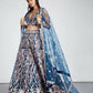 House of Panchhi Navy Blue Net Sequins And Thread Embroidery Lehenga Choli & Dupatta | Swadesiicart
