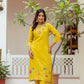 The52 Yellow Women's Gorgeous Embroidered work Viscose Gadhwal Fabric Straight Kurta, Pant and Dupatta Set - Swadesiicart