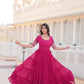 Sonakshi Women's Rani Pink Faux Blooming Sequins with Zari Embroidered Long Anarkali Dress - Swadesiicart