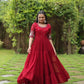 Sonakshi Women's Maroon Faux Blooming Sequins with Zari Embroidered Long Anarkali Dress - Swadesiicart