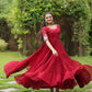 Sonakshi Women's Maroon Faux Blooming Sequins with Zari Embroidered Long Anarkali Dress - Swadesiicart