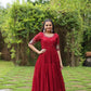 Sonakshi Women's Maroon Faux Blooming Sequins with Zari Embroidered Long Anarkali Dress - Swadesiicart