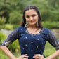 Sonakshi Women's Morpich Faux Blooming Sequins with Zari Embroidered Long Anarkali Dress - Swadesiicart