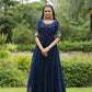 Sonakshi Women's Morpich Faux Blooming Sequins with Zari Embroidered Long Anarkali Dress - Swadesiicart