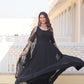 Sonakshi Women's Black Faux Blooming Sequins Embroidered Anarkali Dress with Dupatta - Swadesiicart