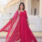 Sonakshi Women's Pink Faux Blooming Sequins Embroidered Anarkali Dress with Dupatta - Swadesiicart