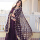 Sonakshi Women's Wine Faux Blooming Sequins Embroidered Anarkali Dress with Dupatta - Swadesiicart
