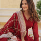 Sonakshi Women's Maroon Faux Blooming Sequins Zari Embroidered Anarkali Dress with Dupatta - Swadesiicart