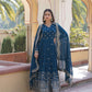 Sonakshi Women's Rama Faux Georgette Sequins Zari Embroidered Anarkali Dress with Dupatta - Swadesiicart