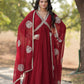 Sonakshi Women's Maroon Faux Blooming Sequins Zari Embroidered Anarkali Dress with Dupatta - Swadesiicart