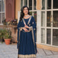 Jyoti Fashion Women's Blue Faux Blooming Sequins Zari Embroidered Long Anarkali Sets | Swadesiicart