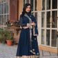 Jyoti Fashion Women's Blue Faux Blooming Sequins Zari Embroidered Long Anarkali Sets | Swadesiicart