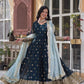 Jyoti Fashion Women's Bottle Green Faux Blooming Sequins Zari Embroidered Long Anarkali Sets | Swadesiicart