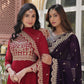 Jyoti Fashion Women's Maroon & Wine Faux Blooming Sequins Zari Embroidered Combo Anarkali Sets | Swadesiicart
