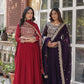 Jyoti Fashion Women's Maroon & Wine Faux Blooming Sequins Zari Embroidered Combo Anarkali Sets | Swadesiicart