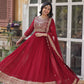 Jyoti Fashion Women's Maroon Faux Blooming Sequins Zari Embroidered Long Anarkali Sets | Swadesiicart