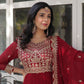 Jyoti Fashion Women's Maroon Faux Blooming Sequins Zari Embroidered Long Anarkali Sets | Swadesiicart