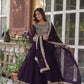 Jyoti Fashion Women's Wine Faux Blooming Sequins Zari Embroidered Long Anarkali Sets | Swadesiicart