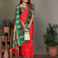 Sonakshi Women's Red Banarasi Silk Zari Woven Traditional Saree with Blouse | Swadesiicart