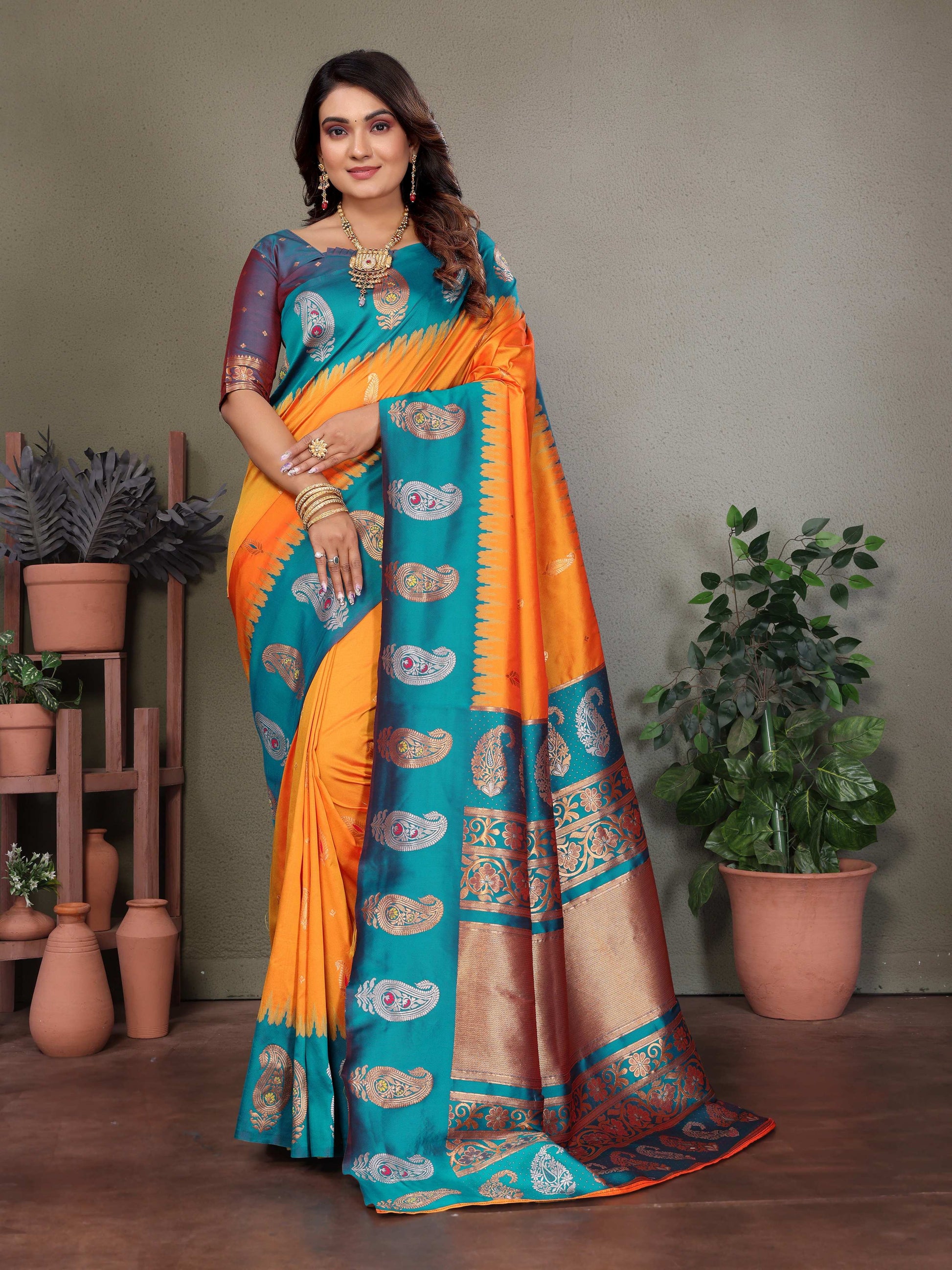 Sonakshi Women's Fenta Banarasi Silk Zari Woven Traditional Saree with Blouse | Swadesiicart