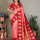 Sonakshi Women's Pink Banarasi Silk Zari Woven Traditional Saree with Blouse | Swadesiicart