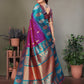 Sonakshi Women's Purple Banarasi Silk Zari Woven Traditional Saree with Blouse | Swadesiicart