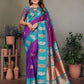 Sonakshi Women's Purple Banarasi Silk Zari Woven Traditional Saree with Blouse | Swadesiicart
