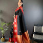 Sonakshi Women's Black Banarasi Silk Zari Woven Traditional Saree with Blouse | Swadesiicart
